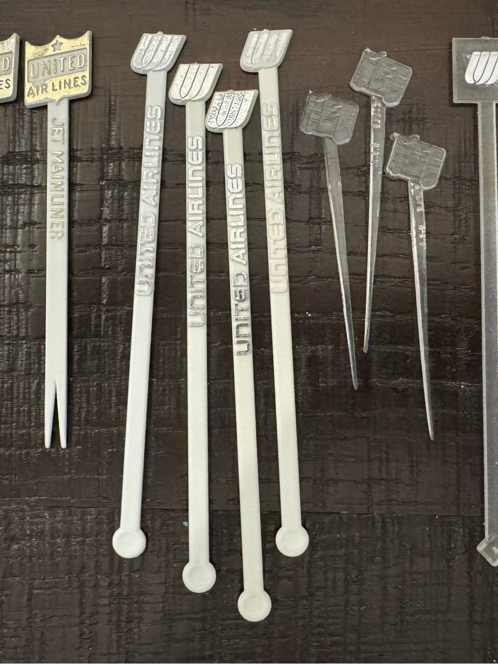 Vintage United Airlines Swizzle Sticks & Cocktail Picks - 14 pieces